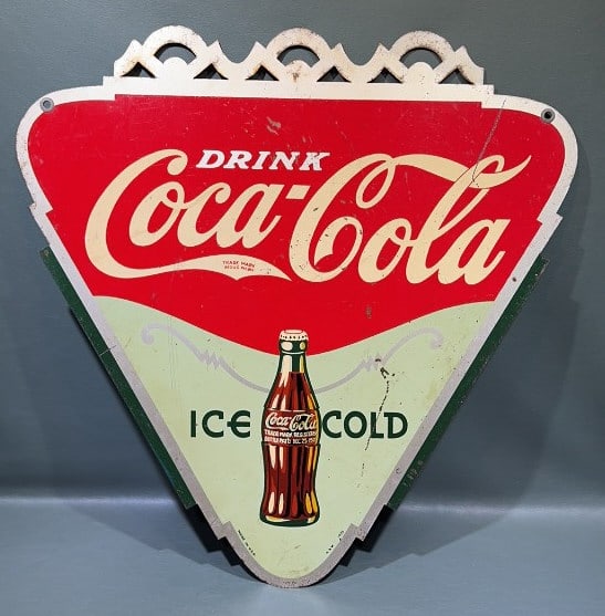 1933 COCA-COLA METAL DOUBLE SIDED TRIANGLE SIGN (1 of 7)
