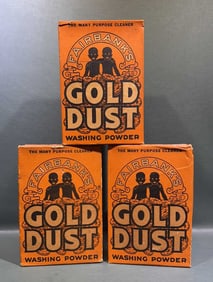 3 VINTAGE FAIRBANKS GOLD DUST POWDER BOXES (FULL)