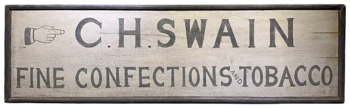 C.H. SWAIN WOODEN TOBACCO ADVERTISING SIGN