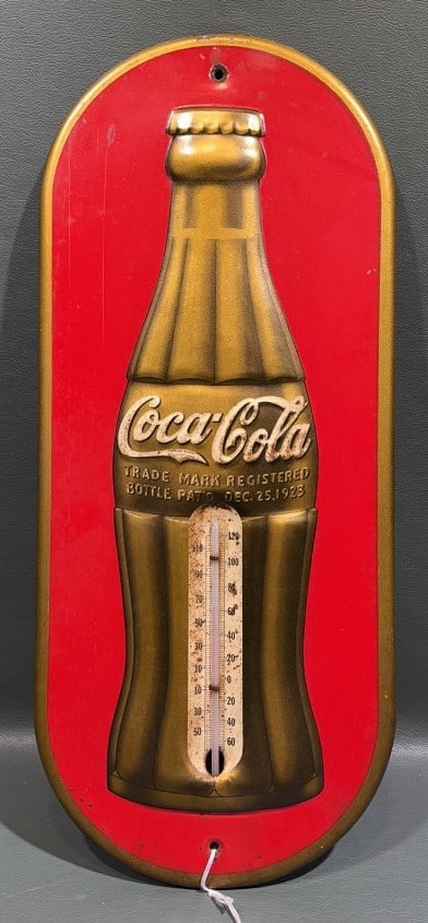 COCA-COLA 1938 GOLD ANNIVERSARY THERMOMETER: 16" X 6 1/2"