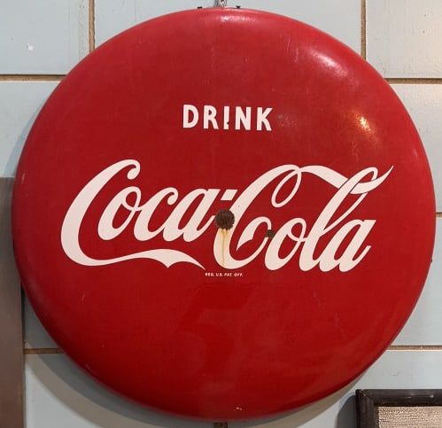 24" DRINK COCA-COLA BUTTON SIGN: 24" DIAMETER