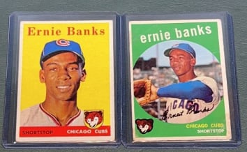 (2) 1958 & 1959 TOPPS ERNIE BANKS BASEBALL CARDS (1 of 2)