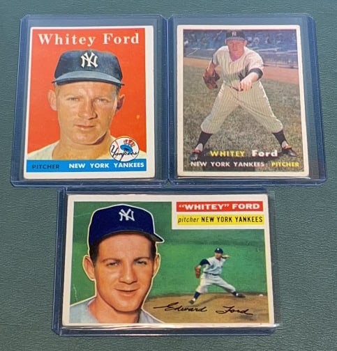 3 1956, 1957, & 1958 TOPPS WHITEY FORD CARDS (1 of 2)