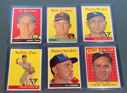 6 1958 TOPPS BASEBALL CARDS (1 of 8)