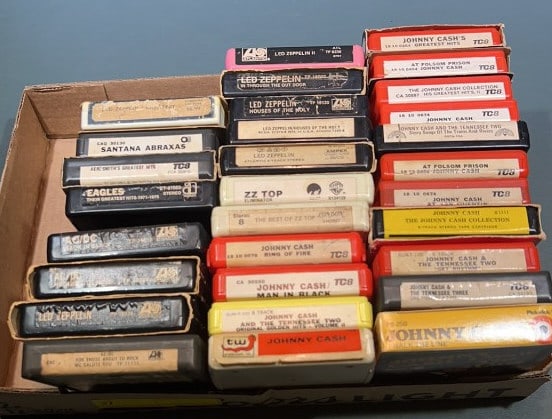 30 8 TRACK TAPES INCLUDING AC/DC, JOHNNY CASH, (1 of 1)
