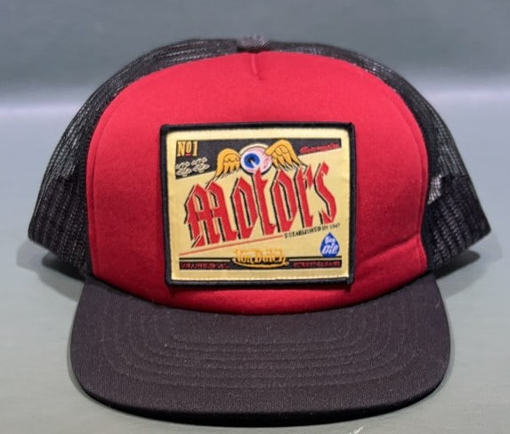 VON DUTCH MOTORS TRUCKER HAT W/ TAG: Hat measures 5" x 9"