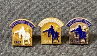 (3) 1960S BALTIMORE COLTS ENAMELED PRESS PINS (1 of 4)