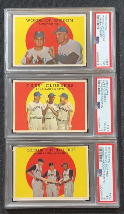 (3) 1959 TOPPS BASEBALL CARDS GRADED BY PSA (1 of 5)