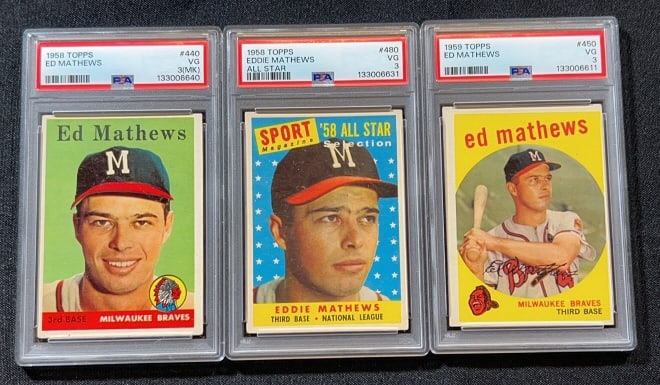 (3) 1950S TOPPS ED MATHEWS BASEBALL CARDS (1 of 5)