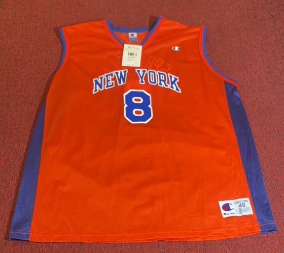 CHAMPION NEW YORK KNICKS LATRELL SPREWELL JERSEY: Size X-LARGE. New old stock. Retains original paper tags.