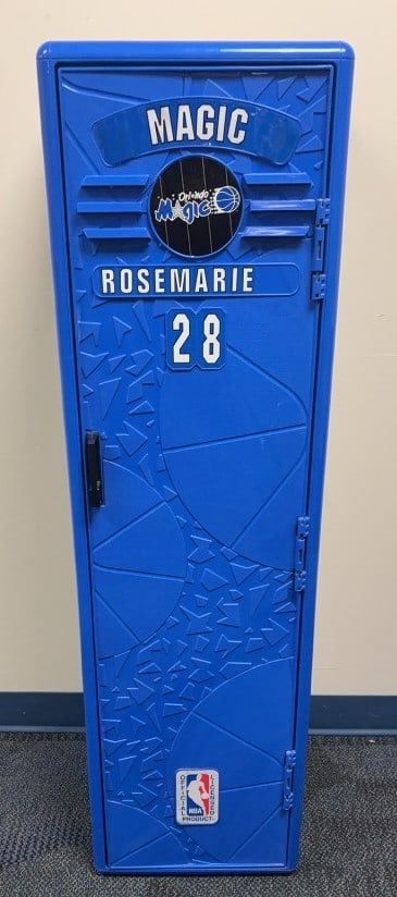 ORLANDO MAGIC NBA BASKETBALL CHILDRENS LOCKER: 14" in width, 14" in depth, and is 48" in height.