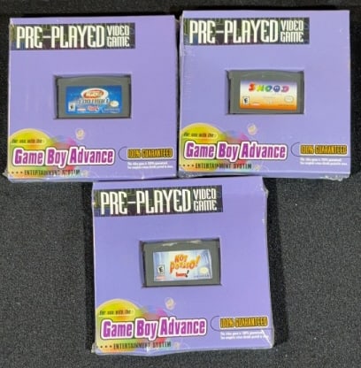 (3) NINTENDO GAMEBOY GAMES: Sealed in pre-played game cases. Untested. Cases measure 5" x 5".