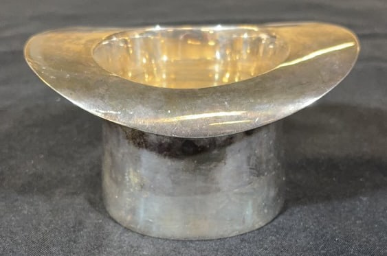 RALPH LAUREN SILVERPLATED TOP HAT WINE COOLER: Signed on interior. Measures 3" in height and is 5 1/2" in width.