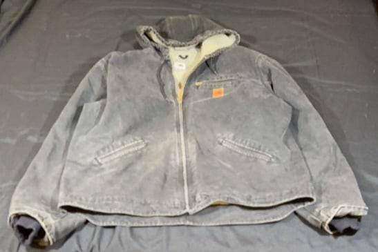 CARHARTT 2XL BLACK HOODED WORK JACKET COAT (1 of 4)