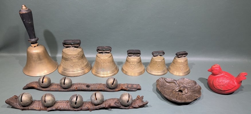 COLLECTION OF SCHOOL BELLS & IRON BELLS (1 of 6)