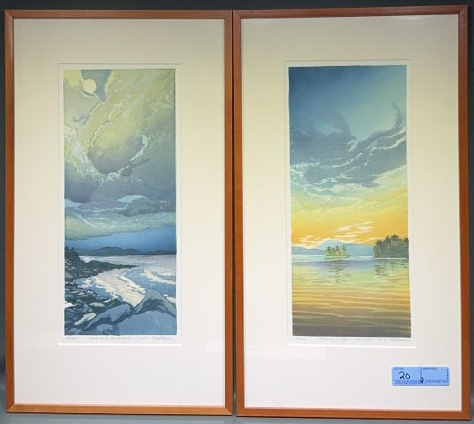 2 MATT BROWN COLOR WOOD BLOCK PRINTS: 13" X 24 1/2"