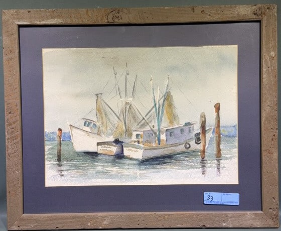 MM SIMMONS FISHING BOATS WATERCOLOR (1 of 5)