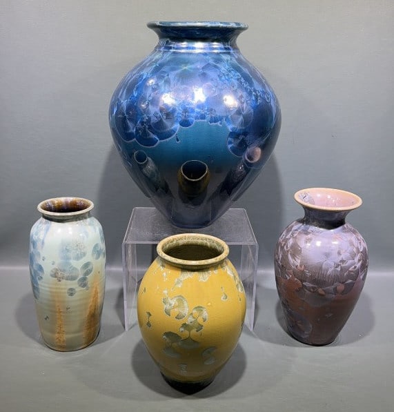 4 SIGNED POTTERY VASES (1 of 9)