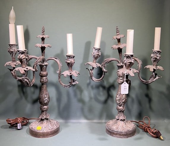 PAIR OF SILVERPLATE CANDELABRA LAMPS (1 of 6)