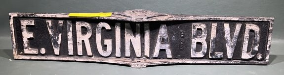 VINTAGE "E. VIRGINIA BLVD" METAL STREET SIGN: 21" X 4"