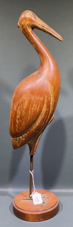 ITALIAN CARVED WOOD BIRD W/METAL LEG (1 of 4)