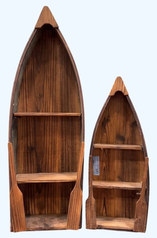 2 HANGING BOAT SHELVES: LARGEST IS 35" X 12"