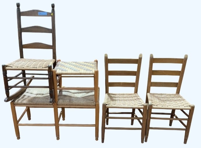 CONTEMPORY RUSH SEAT STOOLS & ROCKERS: 34" X 18"