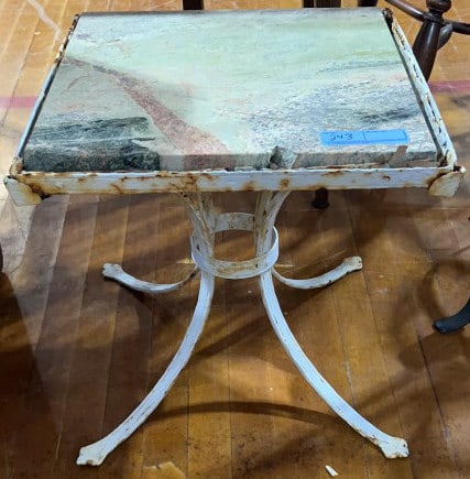 IRON BASE MARBLE BASE OUTDOOR TABLE (1 of 4)