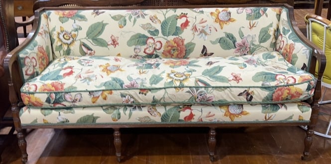 SHERATON MAHOGANY SOFA WITH DOWN CUSHION (1 of 6)