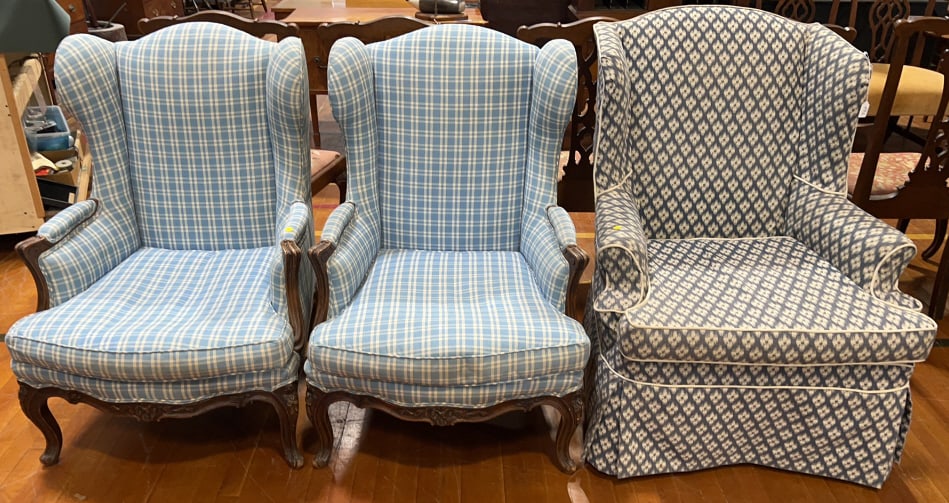 3 UPHOLSTERED WING CHAIRS (1 of 3)