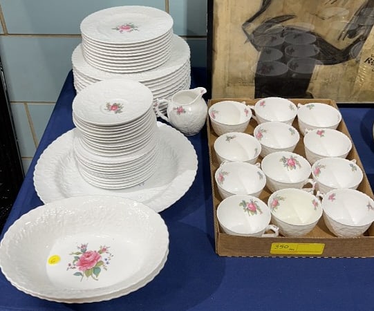 LARGE SET OF SPODE "BRIDAL ROSE" DISHES: 13"