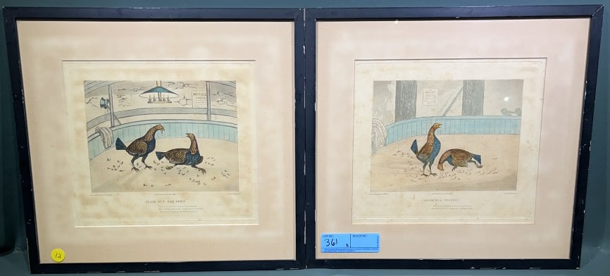 2 EARLY COCKFIGHT PRINTS ~ PLATE # 5 & 6 (1 of 5)