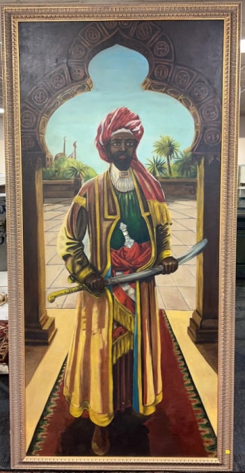 CONTEMPORARY PAINTING "PORTRAIT OF AN INDIAN": 86" X 43"