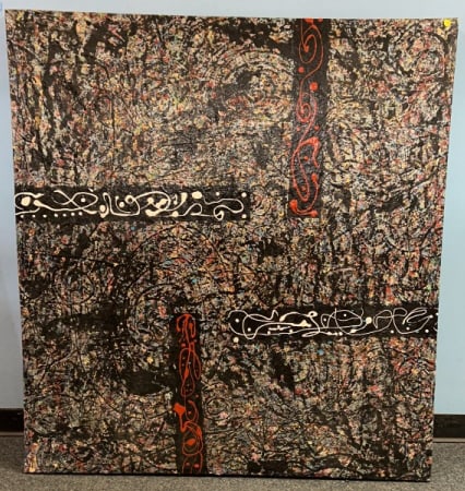 LARGE CONTEMPORARY ABSTRACT EXPRESSIONIST PAINTING: 54" X 50"
