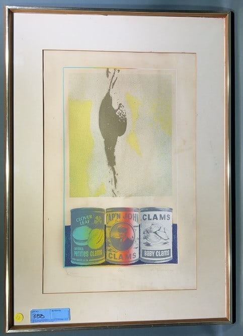 PERRY TYMESON VINTAGE POP ART PRINT OF CLAM CANS (1 of 7)