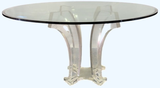 MCM JEFFREY BIGELOW (?) LUCITE GLASS TOP TABLE (1 of 6)