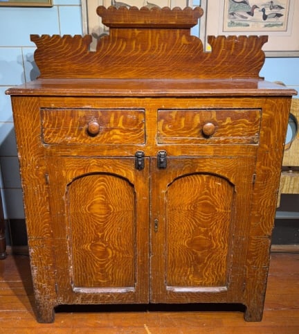 ANTIQUE GRAIN PAINT DECORATED JELLY CUPBORAD (1 of 11)