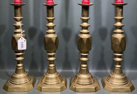 SET OF 4 THE DIAMOND PRINCE BRASS CANDLESTICKS (1 of 4)