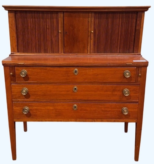 ANTIQUE FALL FRONT MAHOGANY TAMBOUR DESK (1 of 5)