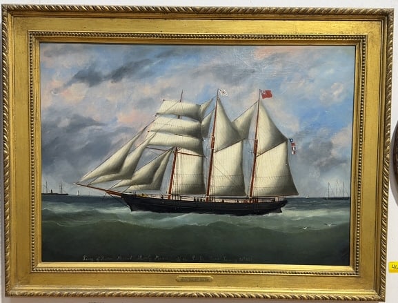 EDOUARD ADAM (1847-1929) OIL PAINTING OF SHIP (1 of 8)
