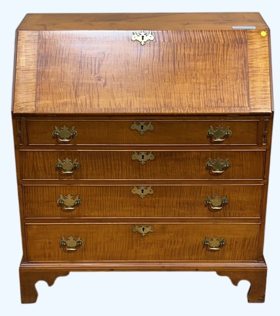 CUSTOM MADE TIGER MAPLE CHIPPENDALE SLANT FRONT (1 of 8)