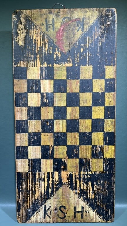VINTAGE HAND PAINTED GAME BOARD: 24" X 11"