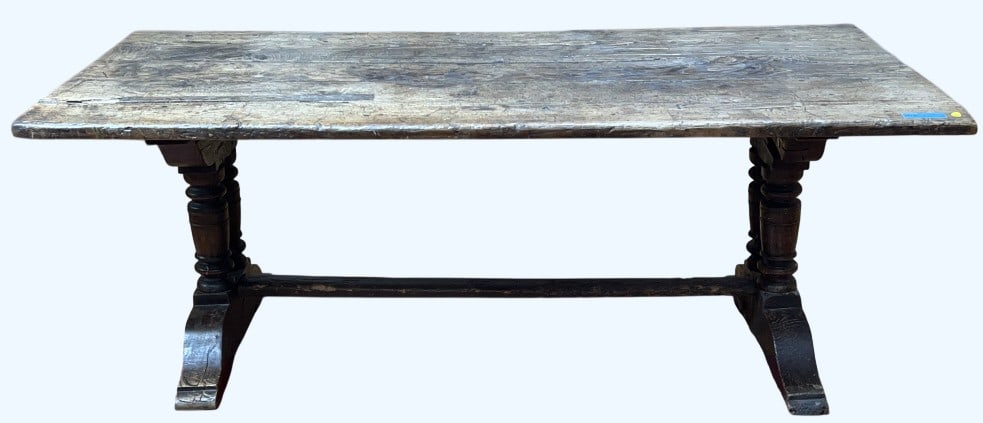 ANTIQUE CONTINENTAL COUNTRY TRESTLE TABLE (1 of 9)