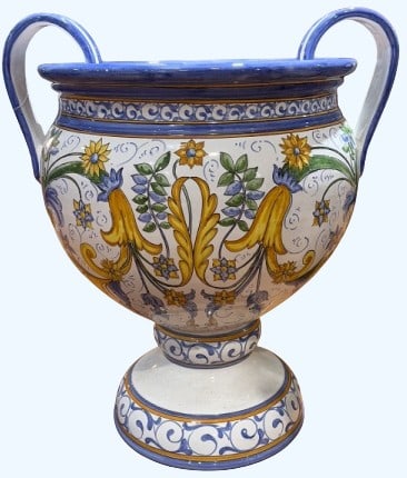 LARGE HANDPAINTED ITALIAN DOUBLE HANDLED PLANTER (1 of 4)