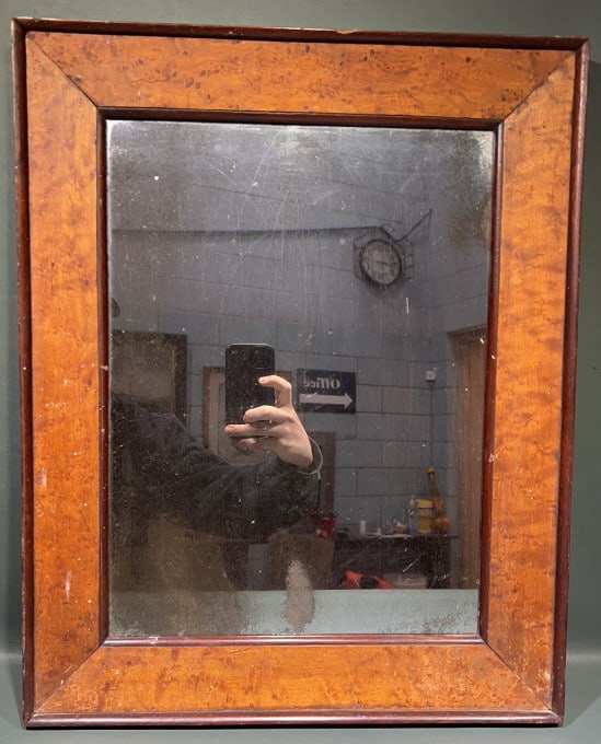 ANTIQUE BIRDS EYE MAPLE FRAMED MIRROR (1 of 6)