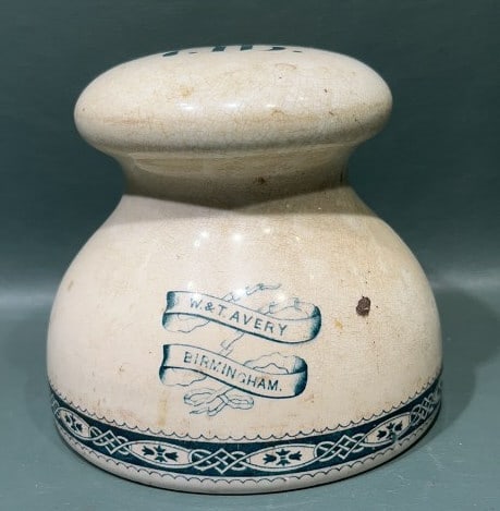 ANT. W & T AVERY BIRMINGHAM PORCELAIN 7 LB WEIGHT: 5" TALL