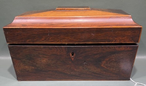 ANTIQUE ROSEWOOD TEA CADDY (1 of 5)