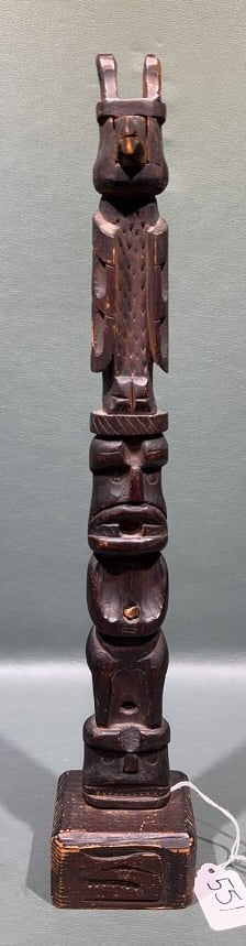 ANTIQUE HAND CARVED NORTHWEST COAST TOTEM POLE (1 of 6)