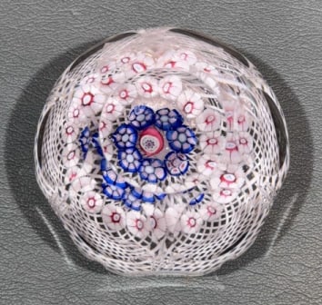 ANTIQUE HAND BLOWN GLASS PAPERWEIGHT: 2 1/2" X 1 3/4"