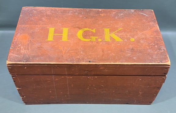 ANTIQUE PAINTED DECORATED DOCUMENT BOX (1 of 5)